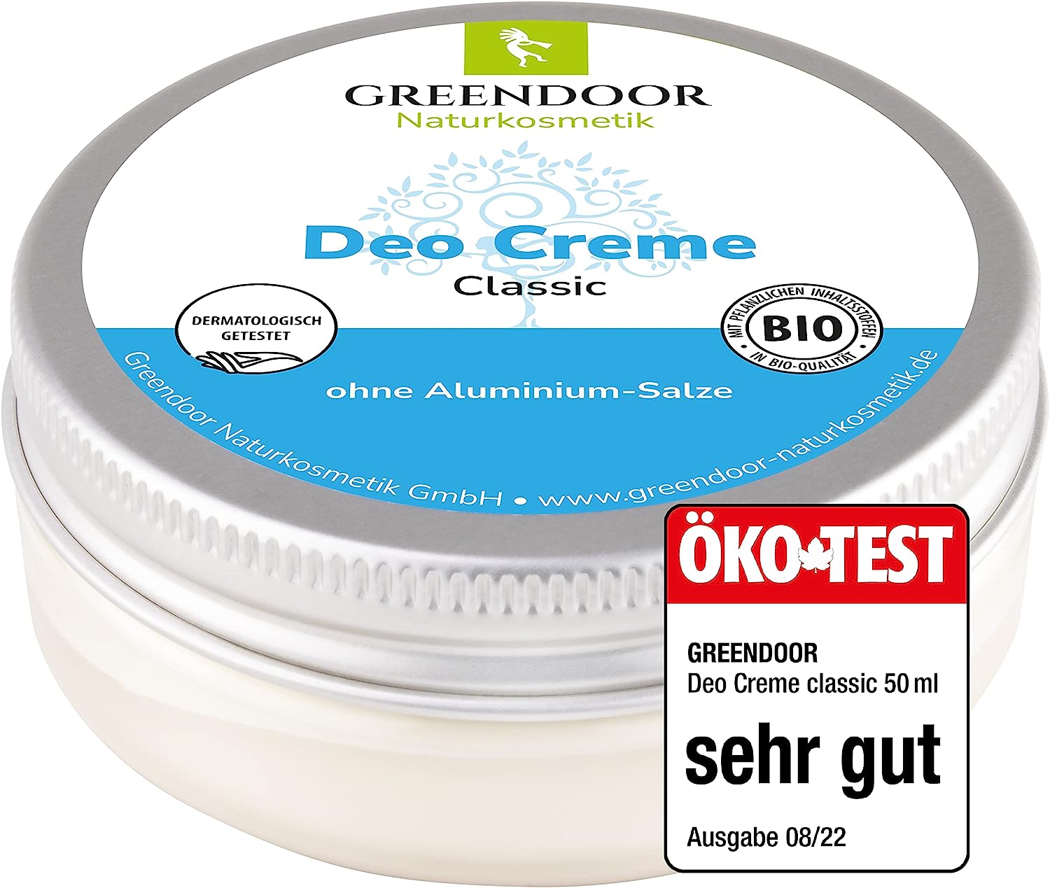 Déodorant bio Greendoor 50 ml, sans sels d'aluminium, vegan, naturel