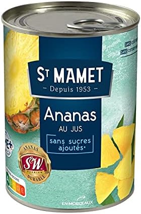 Lot de 4 boîtes d'ananas morceaux ST MAMET de 570G