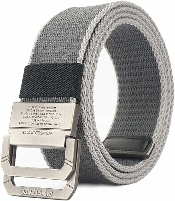 Ceinture Militaire Vintage à Double Boucle Métal - Toile Souple Réglable 60-80cm - Hip Hop