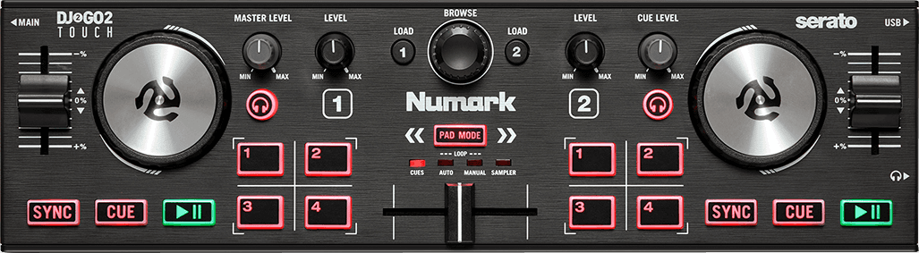 CONTRÔLEUR DJ 2 VOIES ULTRA COMPACT NUMARK DJ2GO2-TOUCH