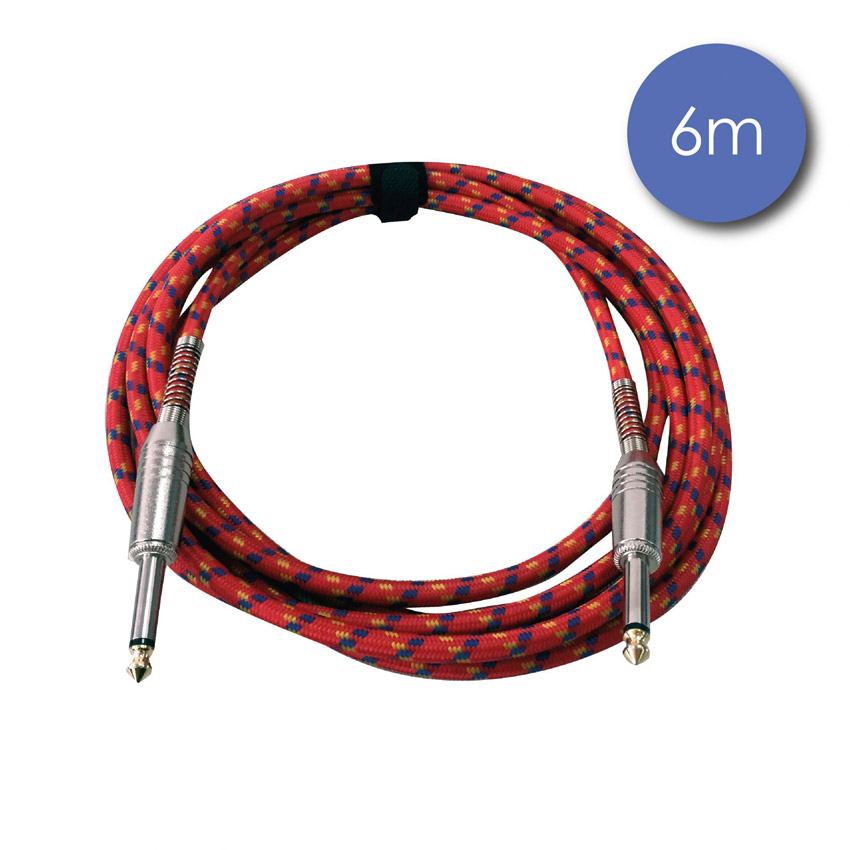 power-cable-guitare-nylon-rouge