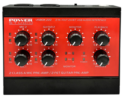INTERFACE AUDIO D\'ENREGISTREMENT 2IN /2OUT 96 KHZ POWER ACOUSTICS USBOX222