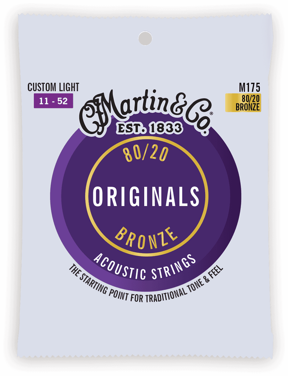 JEU DE CORDE GUITARE ACOUSTIQUE STANDARD BRONZE CUSTOM LIGHT 11/15/23/32/42/52 MARTIN&CO M175