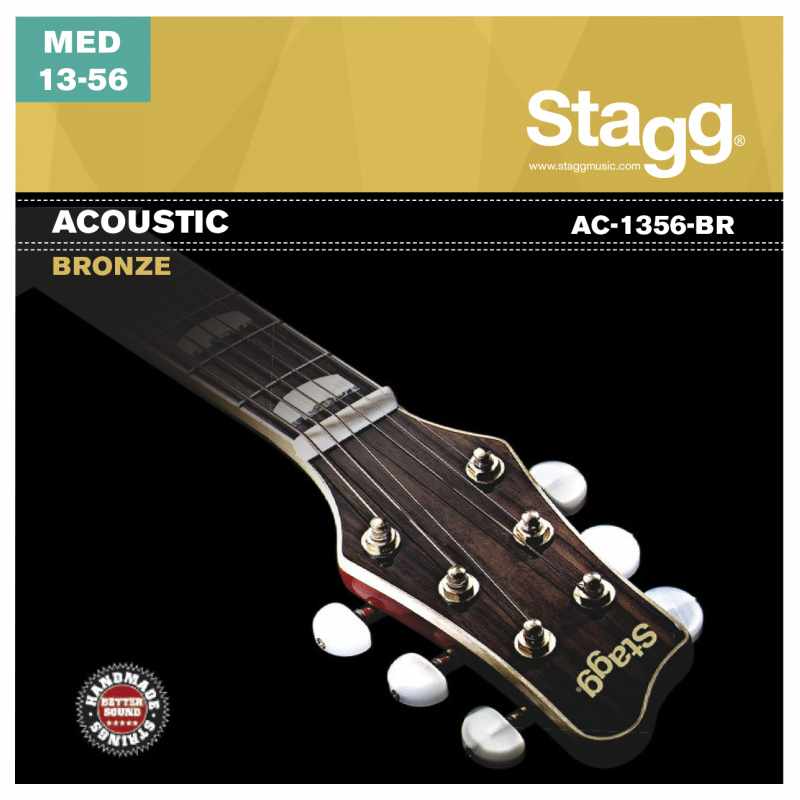 JEU DE CORDES GUITARE PHOSPHOR BRONZE ACOUSTIQUE MEDIUM 12-16.25.34-42-54 STAGG AC1356-BR