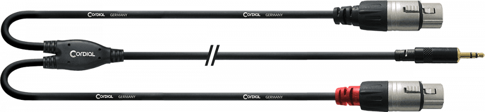 CABLE MINI JACK STÉRÉO MÂLE, 2 X XLR FEMELLES 1.8M CFY1-8WFF
