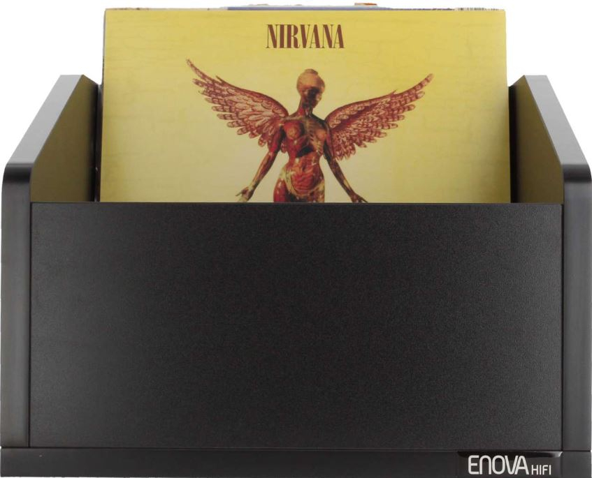 MEUBLE BAC POUR 120 VINYLE EN BOIS COLORIS NOIR ENOVA VINBAC120BL