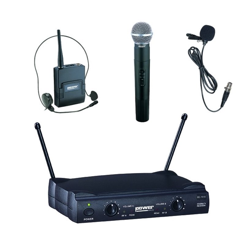 DOUBLE MICRO MAIN + SERRE TETE + CRAVATE POWER ACOUSTICS WM4000-PT-GR1