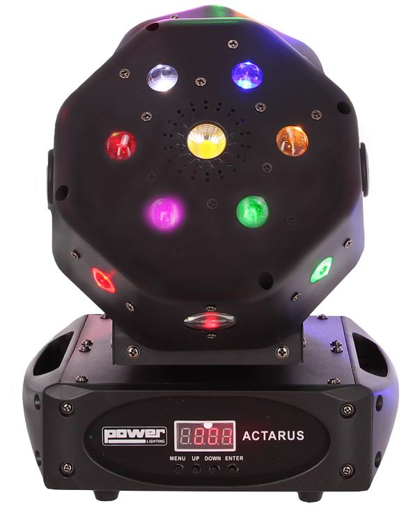 JEU DE LUMIERE DOUBLE LYRE MULTI FAISCEAUX 2 TETES A ROTATIONS POWER LIGHTING ACTARUS