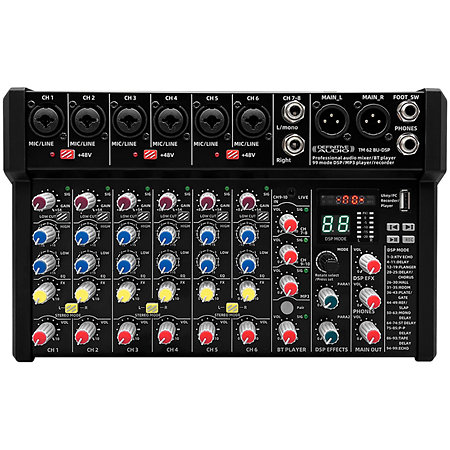 TABLE DE MIXAGE 9 CANAUX USB SYSTEME BLUETOOTH MULTIEFFETS DEFINITIVE AUDIO TM62BU-DSP