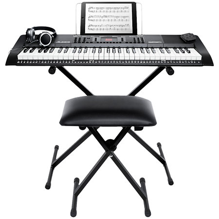 PIANO NUMERIQUE 61 TOUCHES EN PACK + SUPPORT + BANQUETTE + CASQUE + PEDALE ALESIS HARMONY61MK3