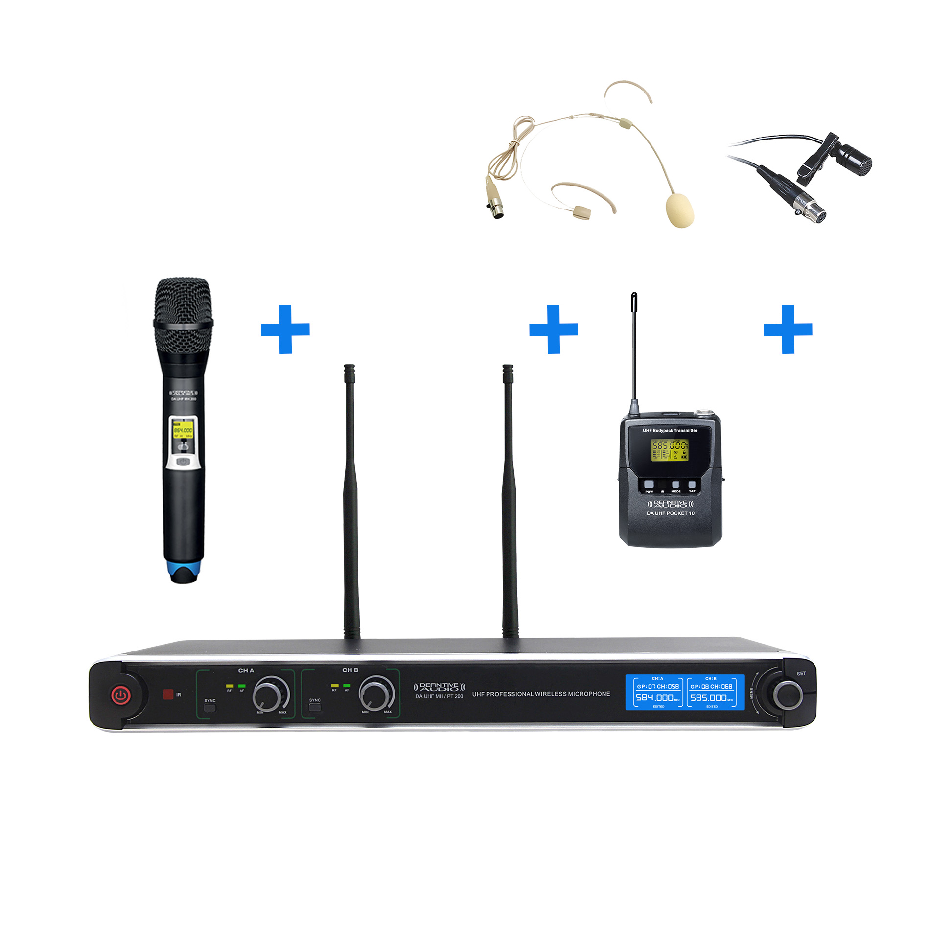 MICRO DOUBLE UHF DEFINITIVE AUDIO DAUHFMH-PT200