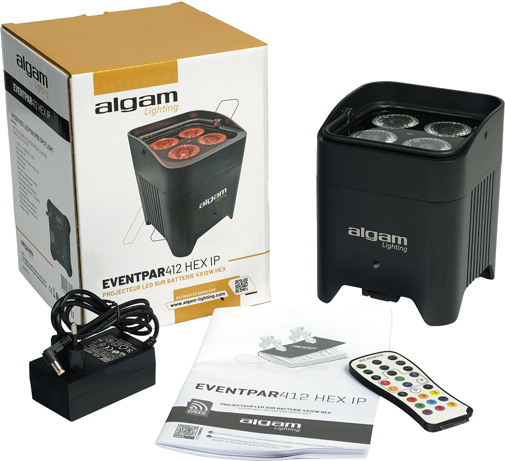 PAR SUR BATTERIE LED 4 X 12W ALGAM EVENTPAR412-HEX-IP