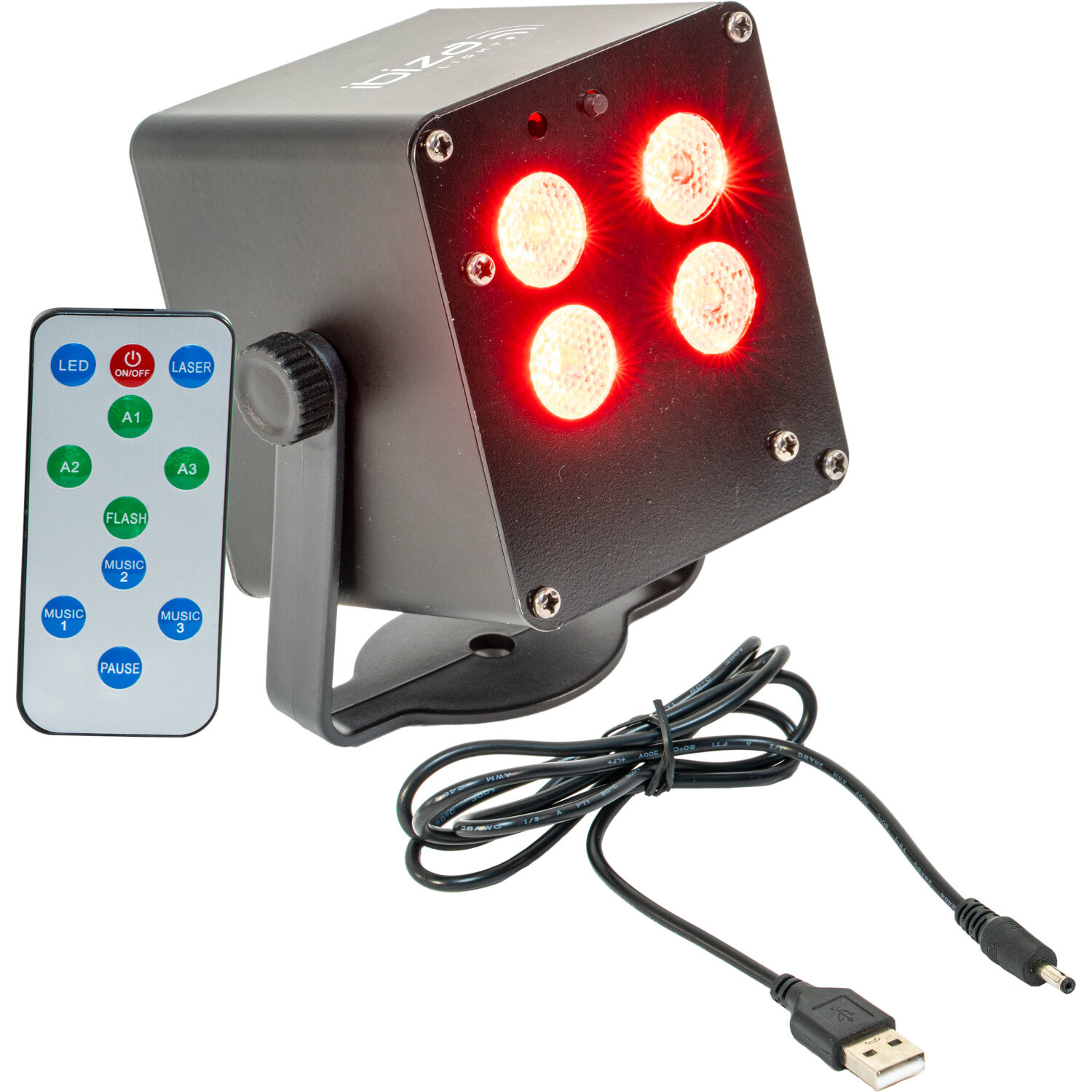 PROJECTEUR EFFET A LED 4 X 3W RGB 3-EN-1 MINIATURE SUR BATTERIE IBIZA TINYLED-RGB-WASH