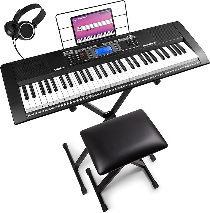PIANO ELECTRONIQUE 61 TOUCHES 300RYTHMES 50 MORCEAUX EN DEMOS + BANC +SUPPORT+ CASQUE MAX RHAPSODY61-SET