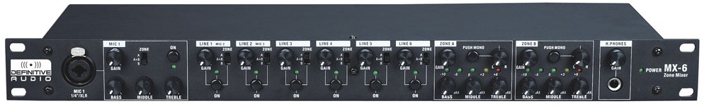 MELANGEUR ZONEUR PUBLIC ADRESS DEFINITIVE AUDIO MX6