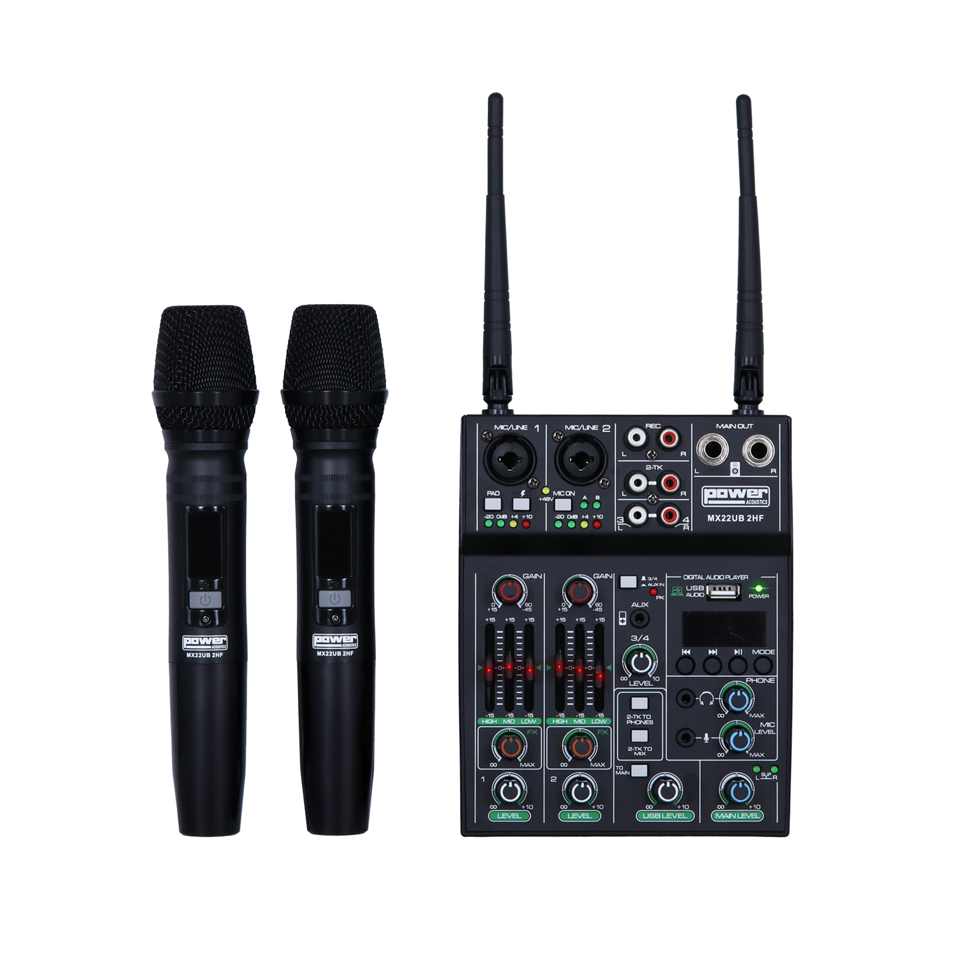 TABLE DE MIXAGE  4 -ENTREES XLR JACK 2 MIC HF BLUETOOTH, USB