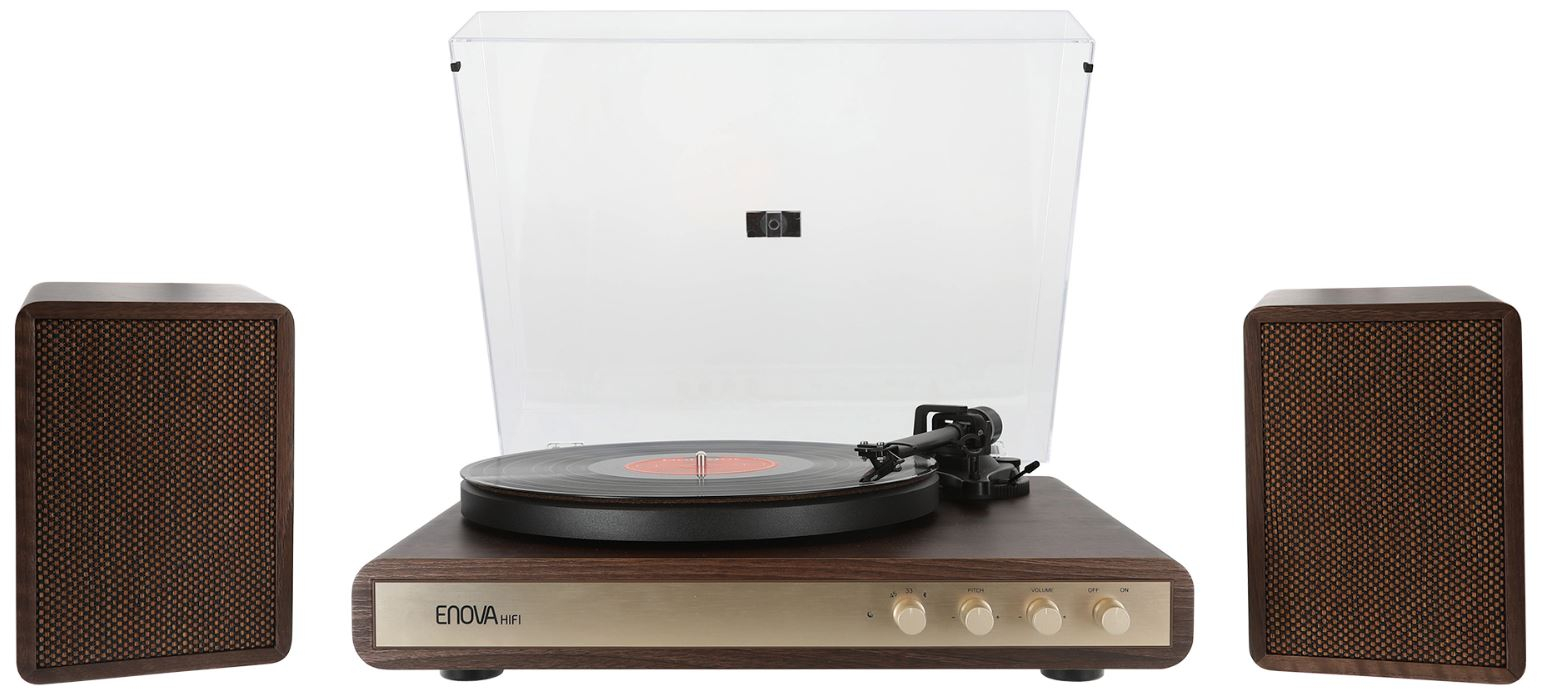 PLATINE VINYL VINTAGE HIFI + 2 ENCEINTES 2X30 WATTS BLUETOOTH ENOVA VELA-VP2