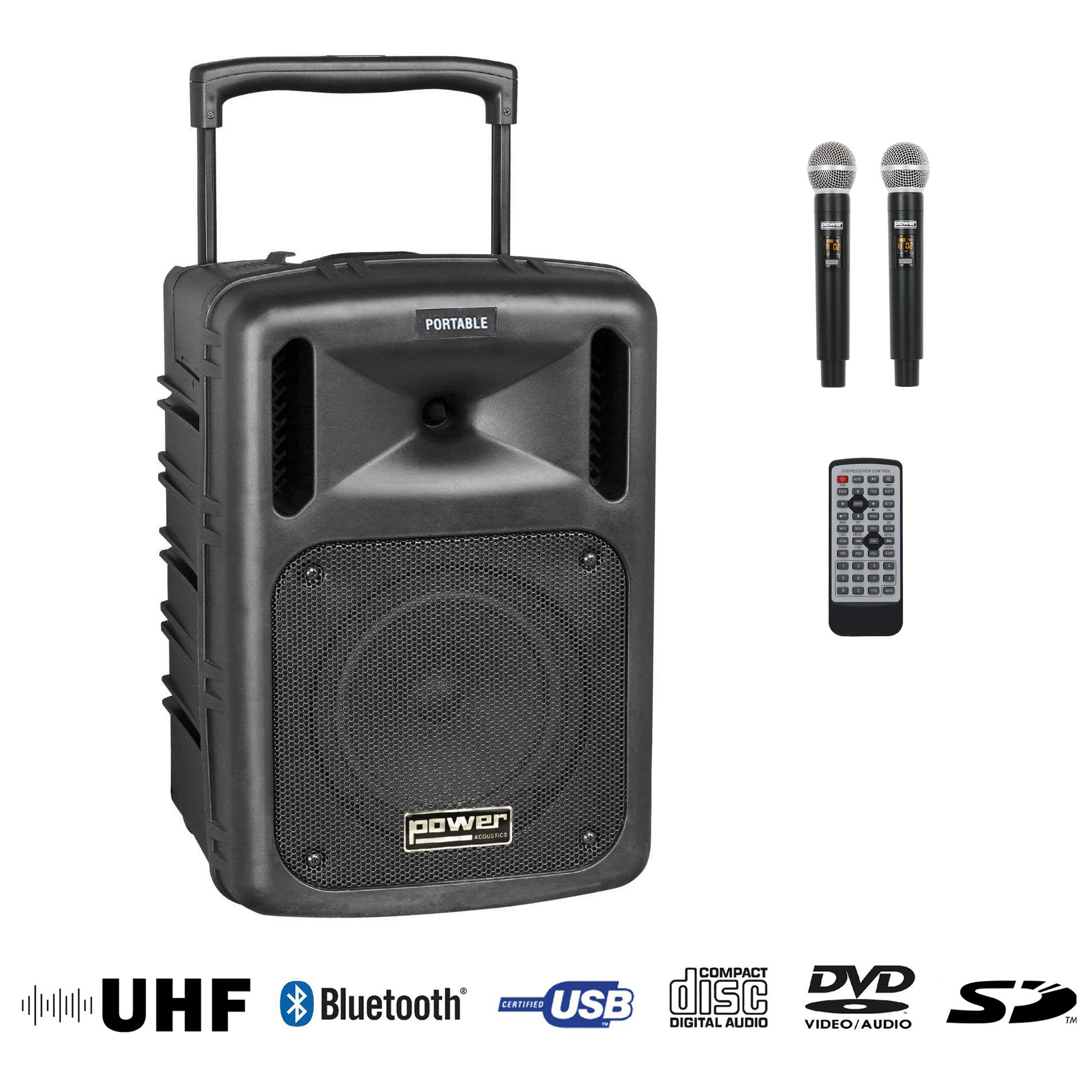 SONO PORTABLE CD MP3+USB+DIVX+2 MICROS MAIN+BLUETOOTH POWER ACOUSTICS