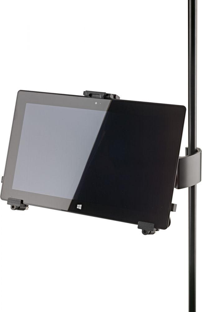 SUPPORT COMPATIBLE TABLETTE FIXATION PAR SERRAGE SUR TUBE