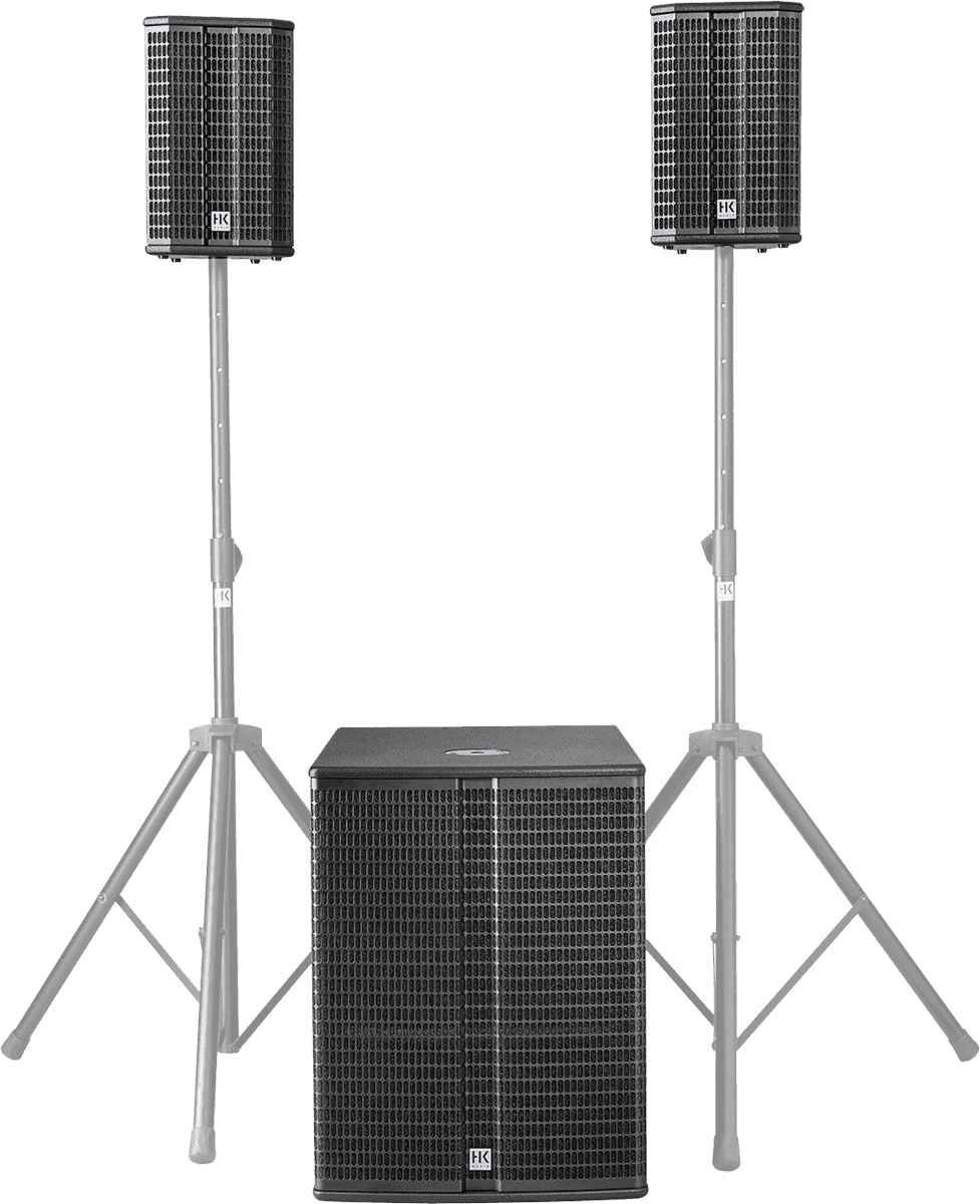 SYSTEM AMPLIFIER HK AUDIO LUCAS 2K18 AVEC 1 CAISSON +2 SATELLITES * PIED ET HOUSSE EN OPTION