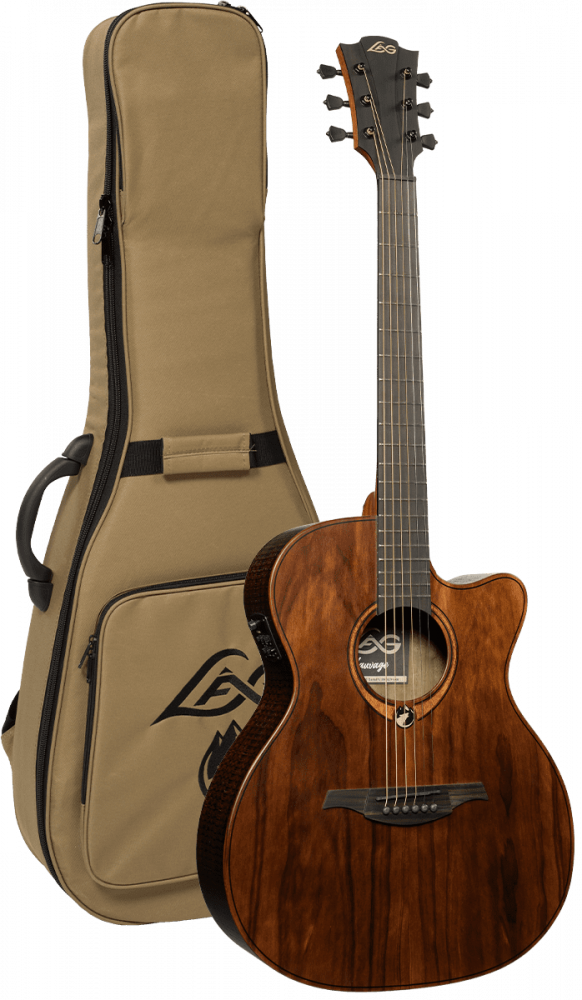 GUITARE FOLK ÉLECTROACOUSTIQUE EN BOIS FONCE + ETUI DE TRANSPORT LUXE