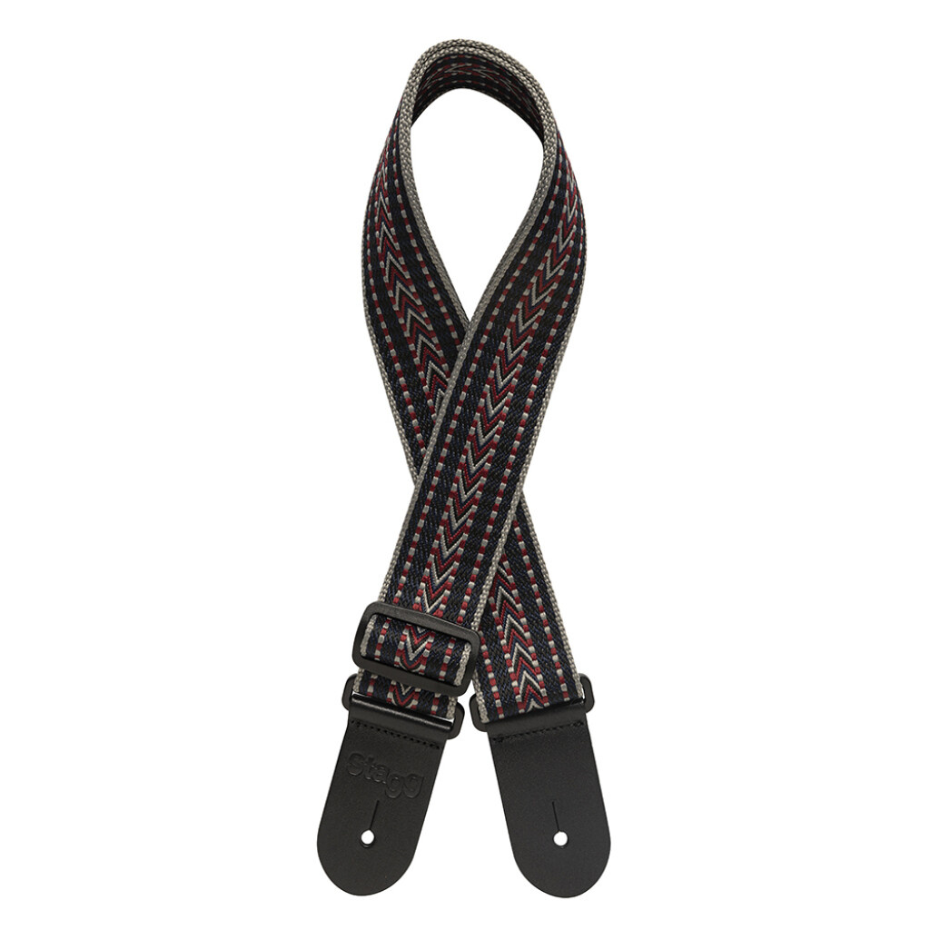 Sangle de guitare en coton tissé motif rafter bleu