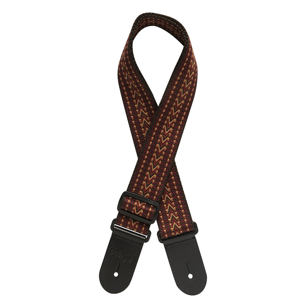 Sangle de guitare en coton tissé motif rafter rouge