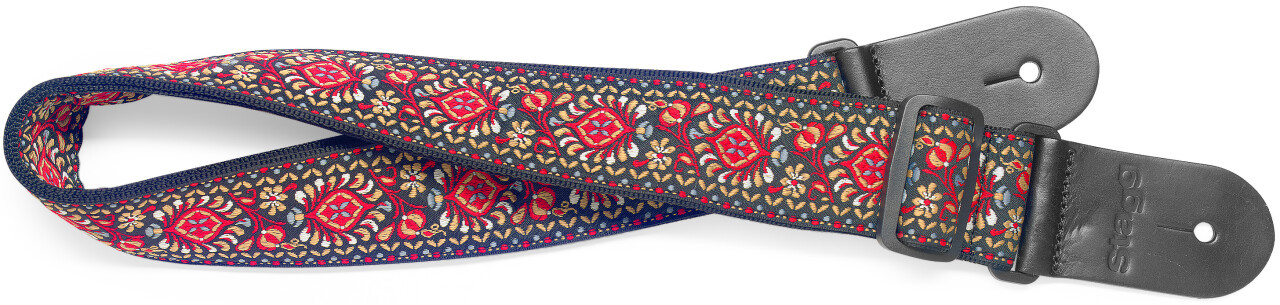 Sangle de guitare en coton tissé motif Jimi rouge