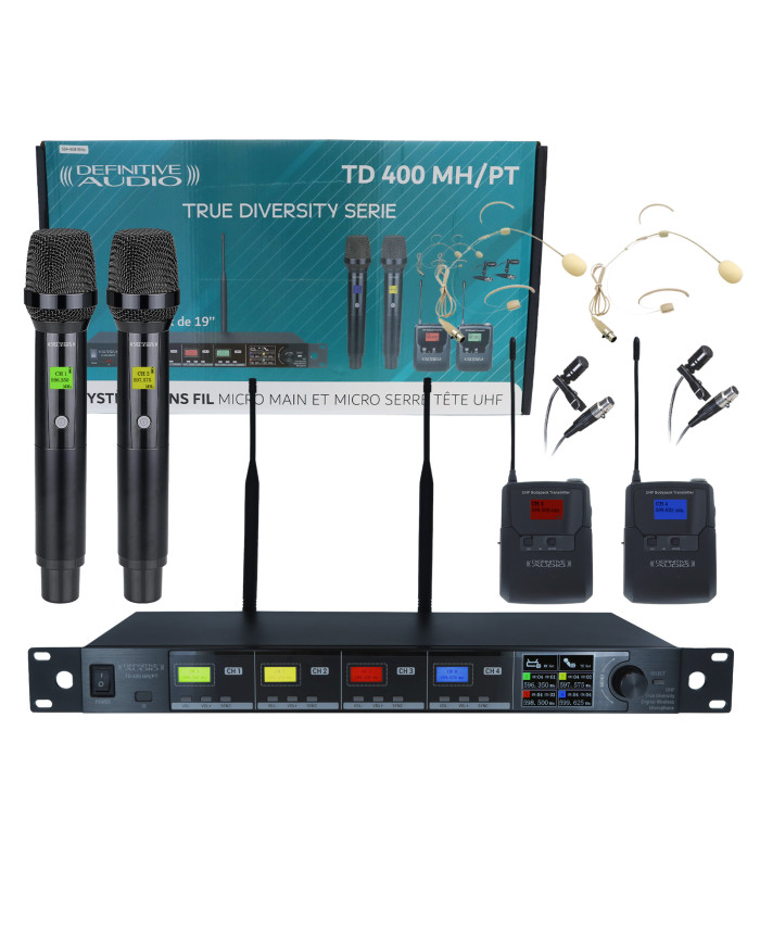 Definitive Audio - TD 400 MH/PT Système UHF True Diversity 4 canaux 6