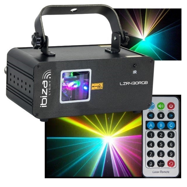 LASER  9 CANAUX DMX AVEC TELECOMMANDE 430MW IBIZA LZR430RGB