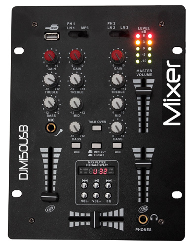TABLE DE MIXAGE 5 CANAUX 2 VOIES IBIZA DJM150USB-BT