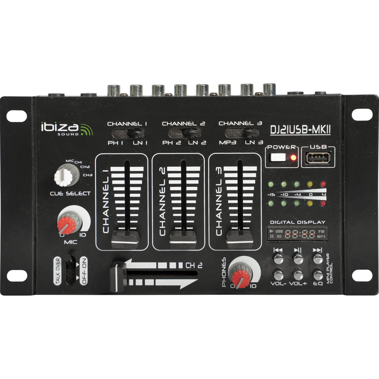 TABLE DE MIXAGE USB/MP3 7 CANAUX IBIZA DJ21USB-MKII