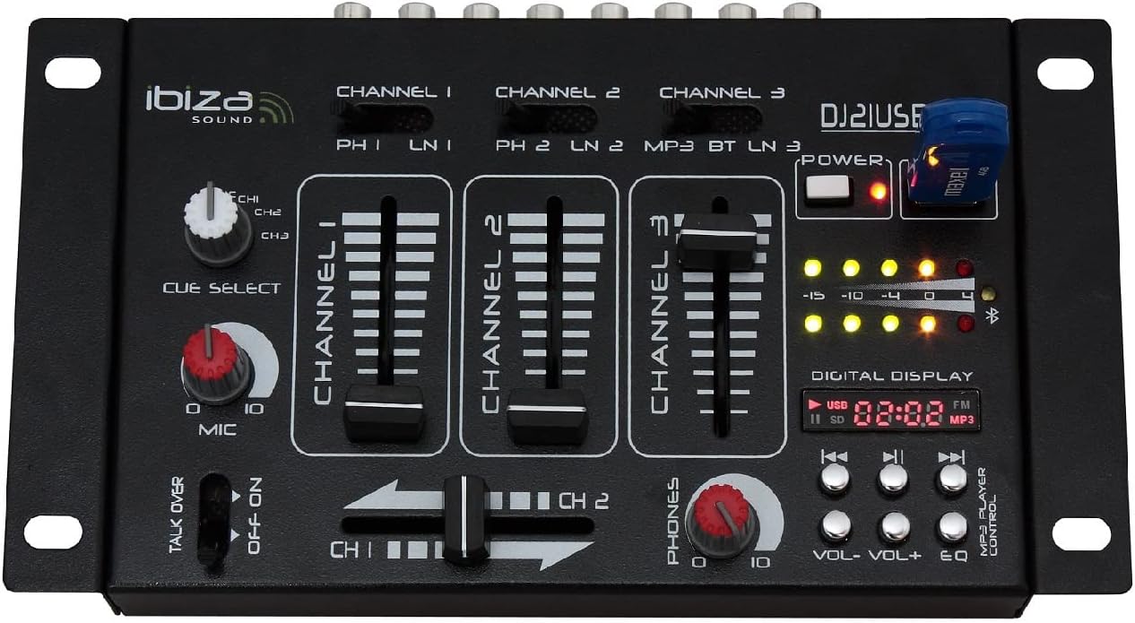 TABLE DE MIXAGE BLUETOOTH /USB /7 CANAUX IBIZA DJ21USB-BT