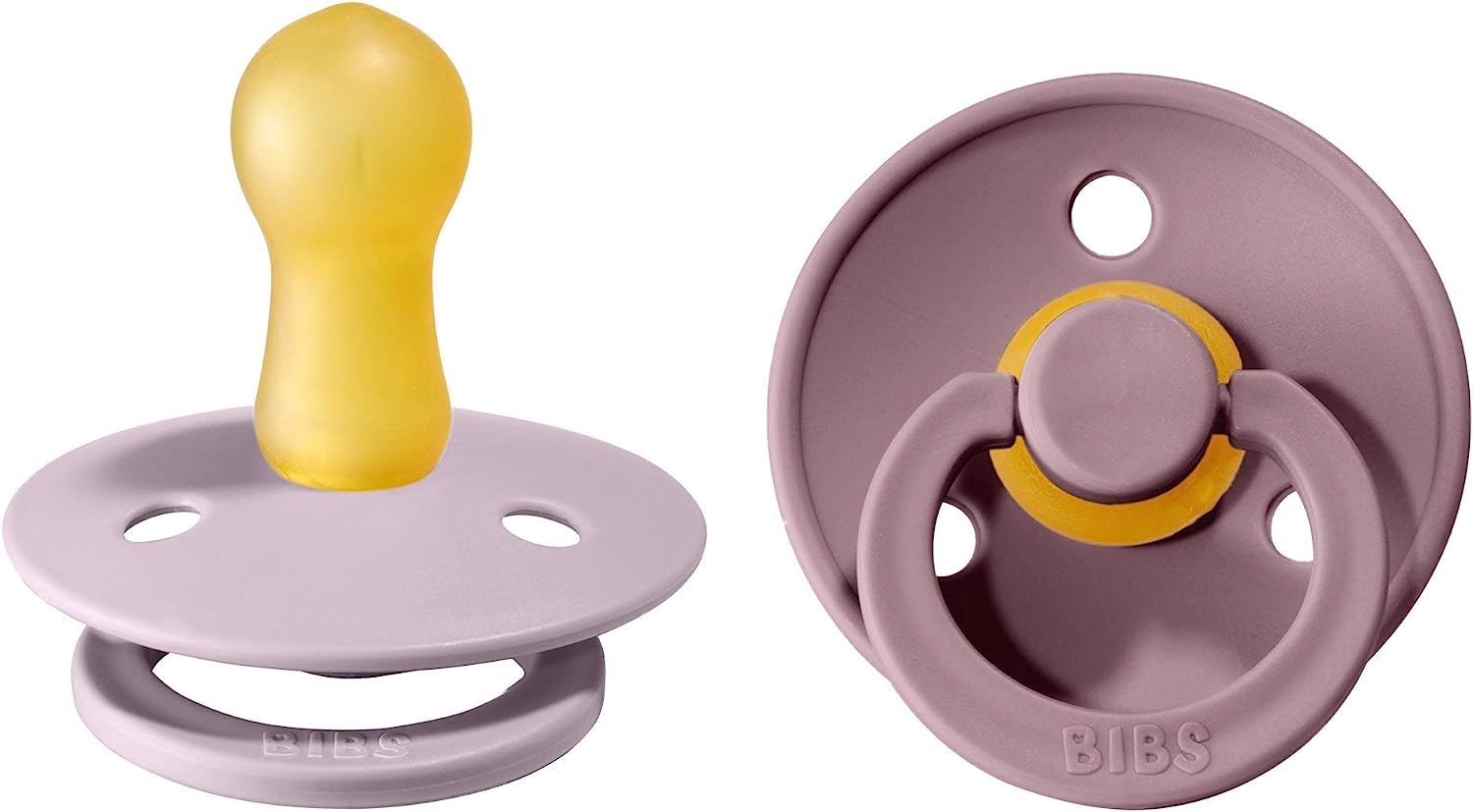 BIBS Chupetes de 6 a 18 meses, juego de 2 chupetes de colores con pezones  simétricos, goma natural sin BPA, fabricados en Dinamarca, marfil y rubor