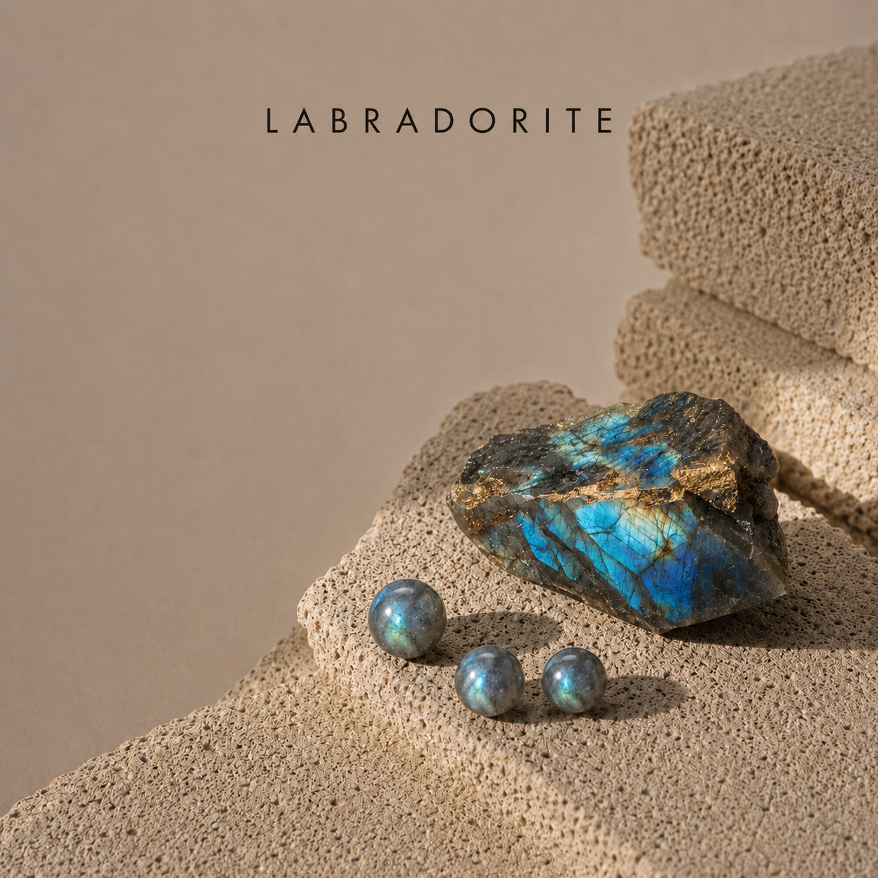 Pierre naturelle Labradorite aux reflets bleus pour bijoux homme