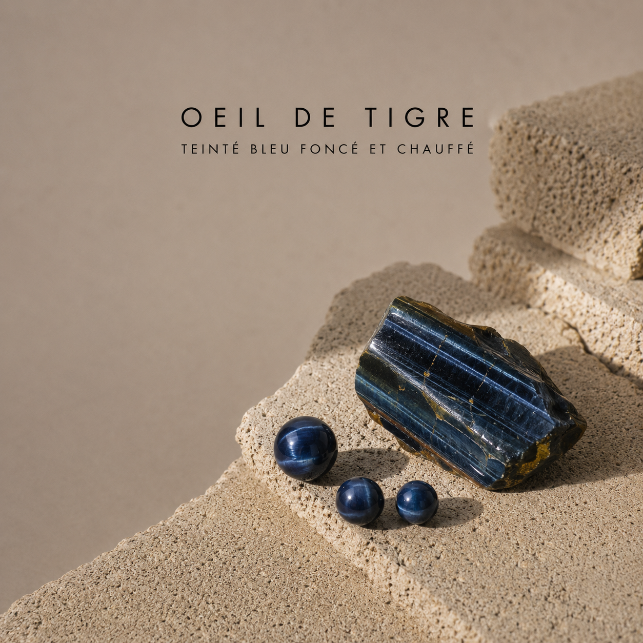 Pierre naturelle Œil de Tigre bleu pour bracelet homme