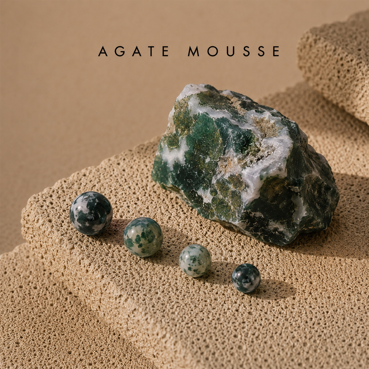 Pierre naturelle Agate mousse verte pour bracelet homme