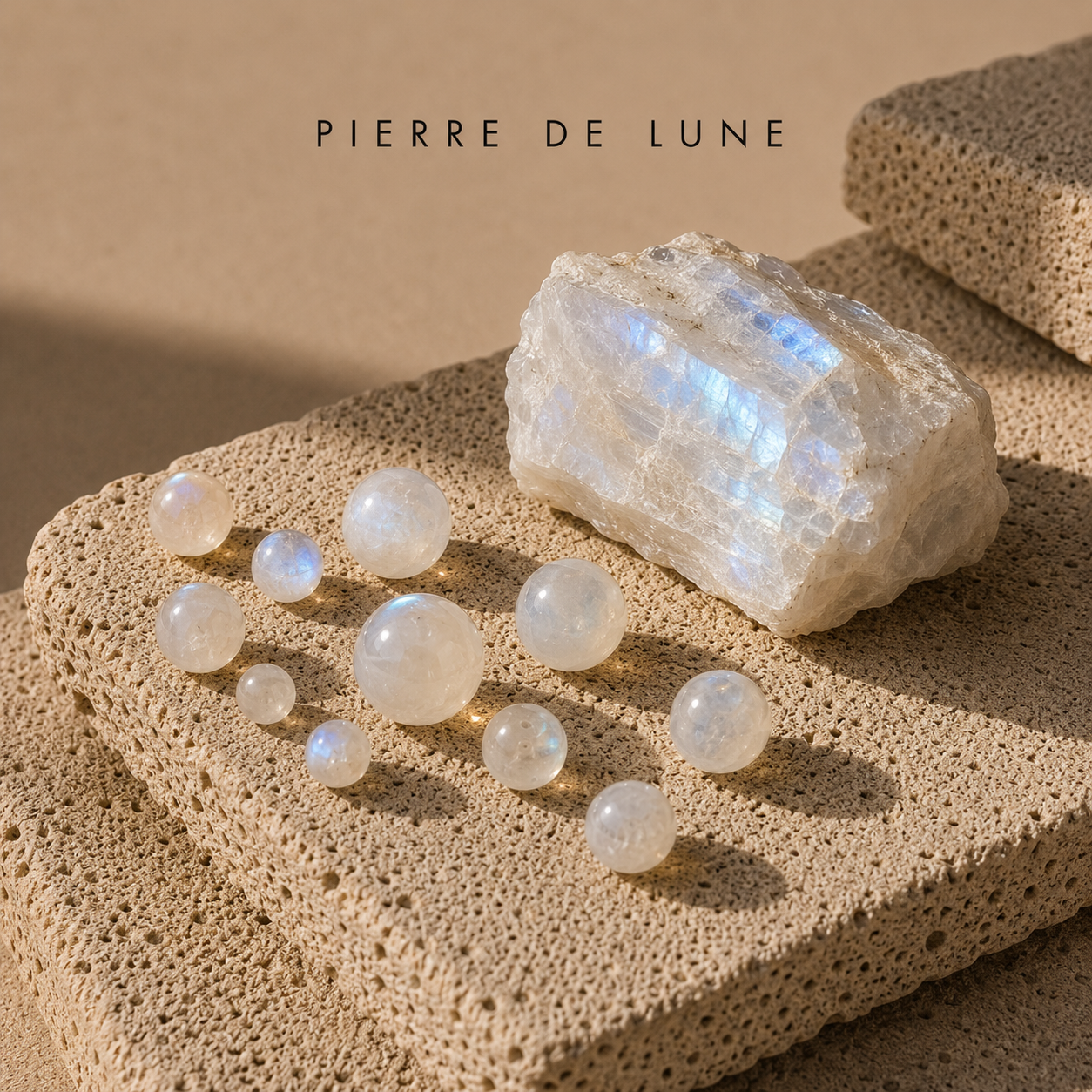 Pierre naturelle Pierre de Lune blanche aux reflets bleutés