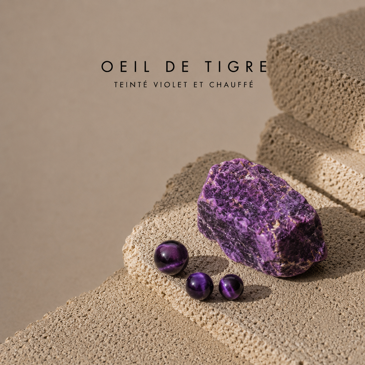 Pierre naturelle Œil de Tigre violet pour bracelet homme