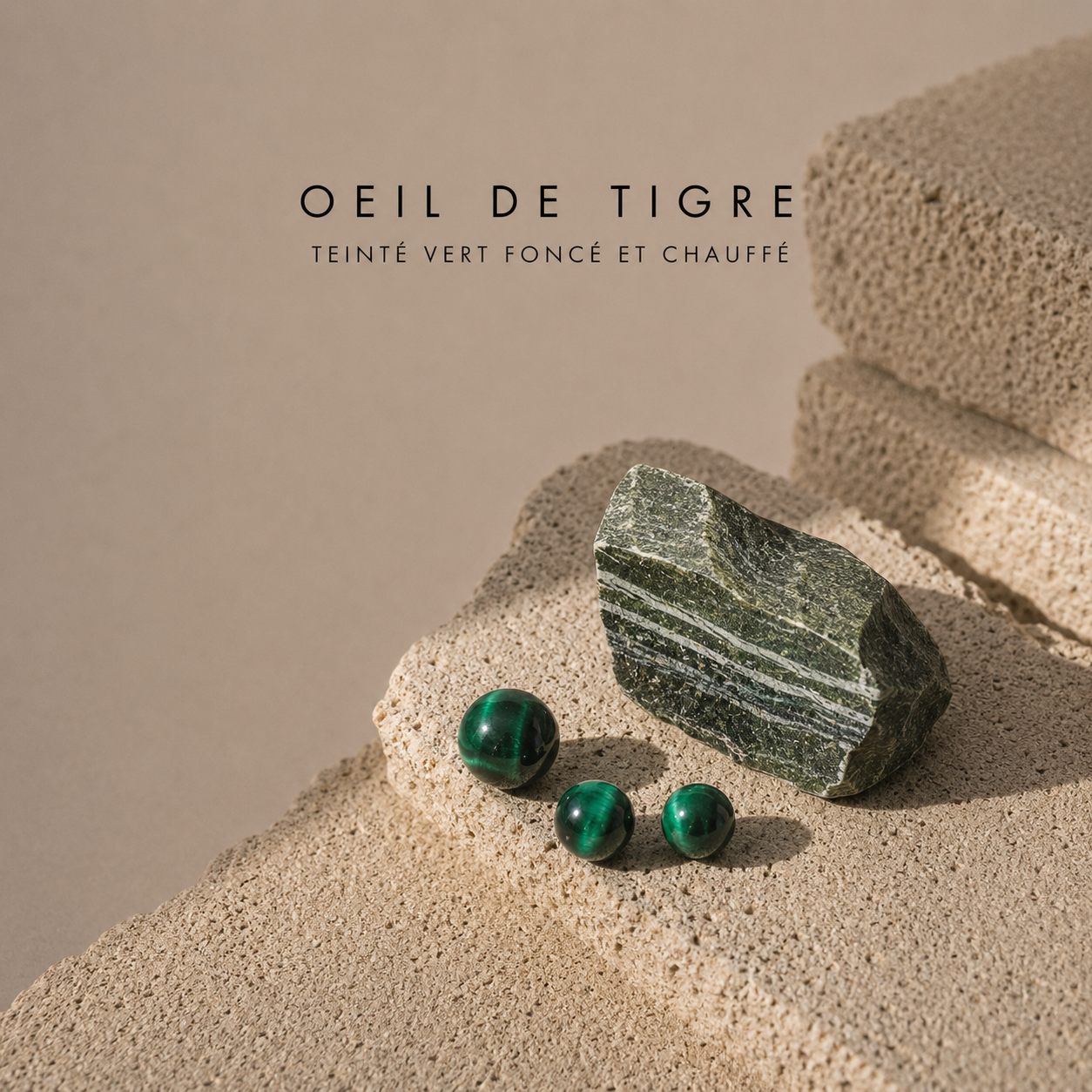 Pierre naturelle Œil de Tigre vert pour bracelet homme