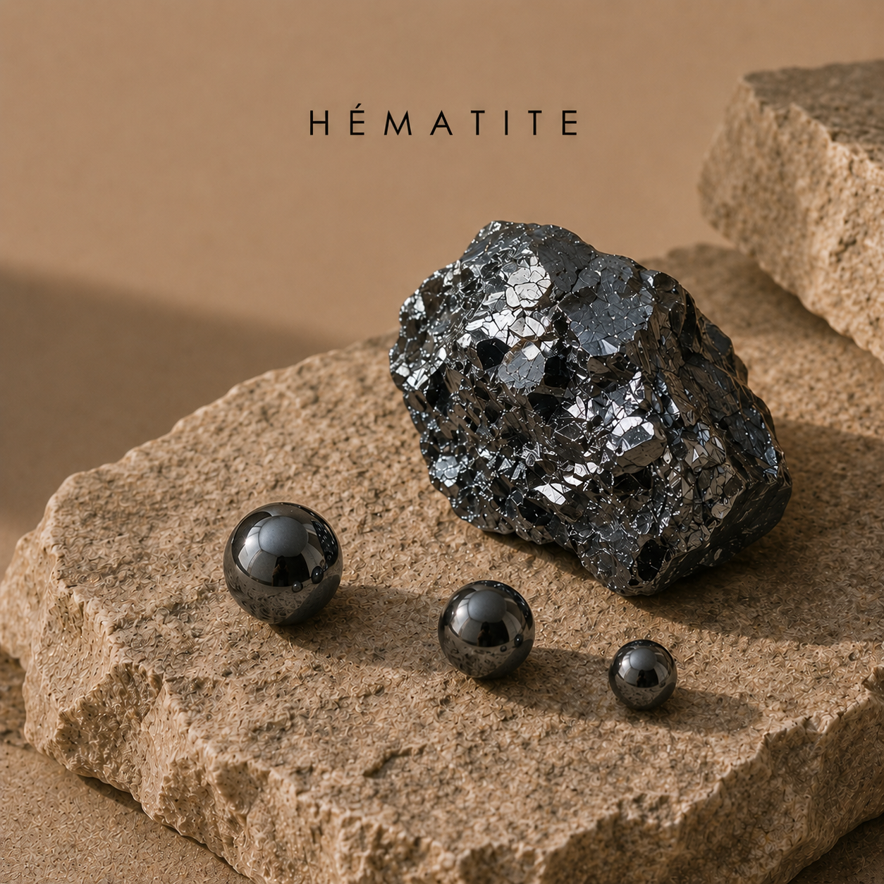 Pierre naturelle Hématite grise métallique pour bijoux homme