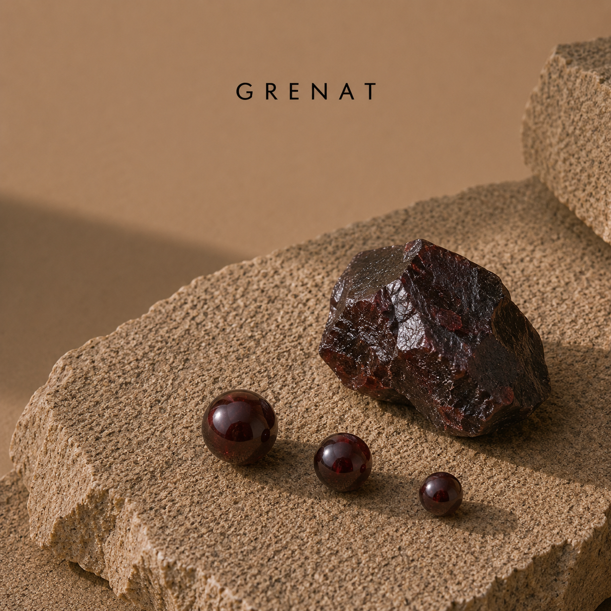 Pierre naturelle Grenat rouge profond pour bracelet homme