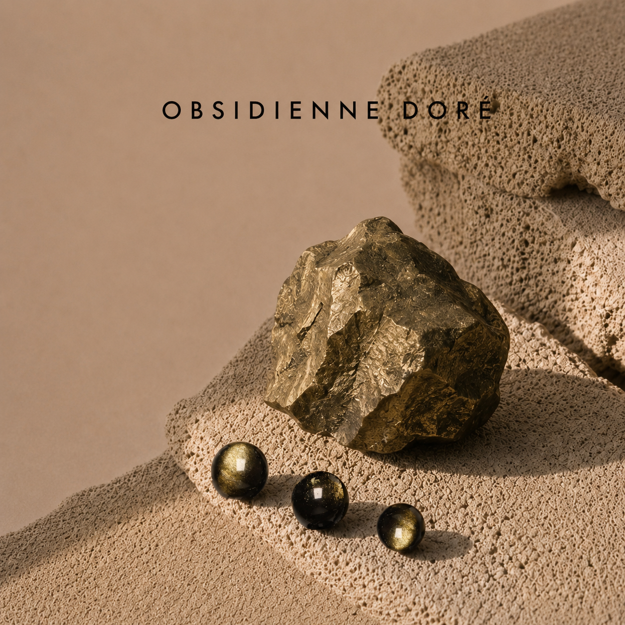 Pierre naturelle Obsidienne dorée aux reflets or