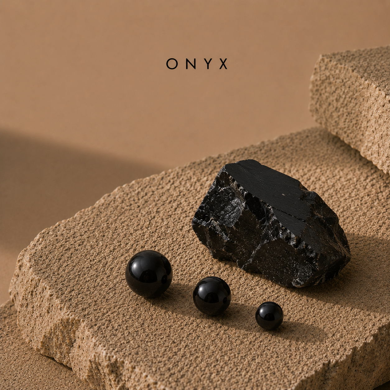 Pierre naturelle Onyx noire pour bijoux homme