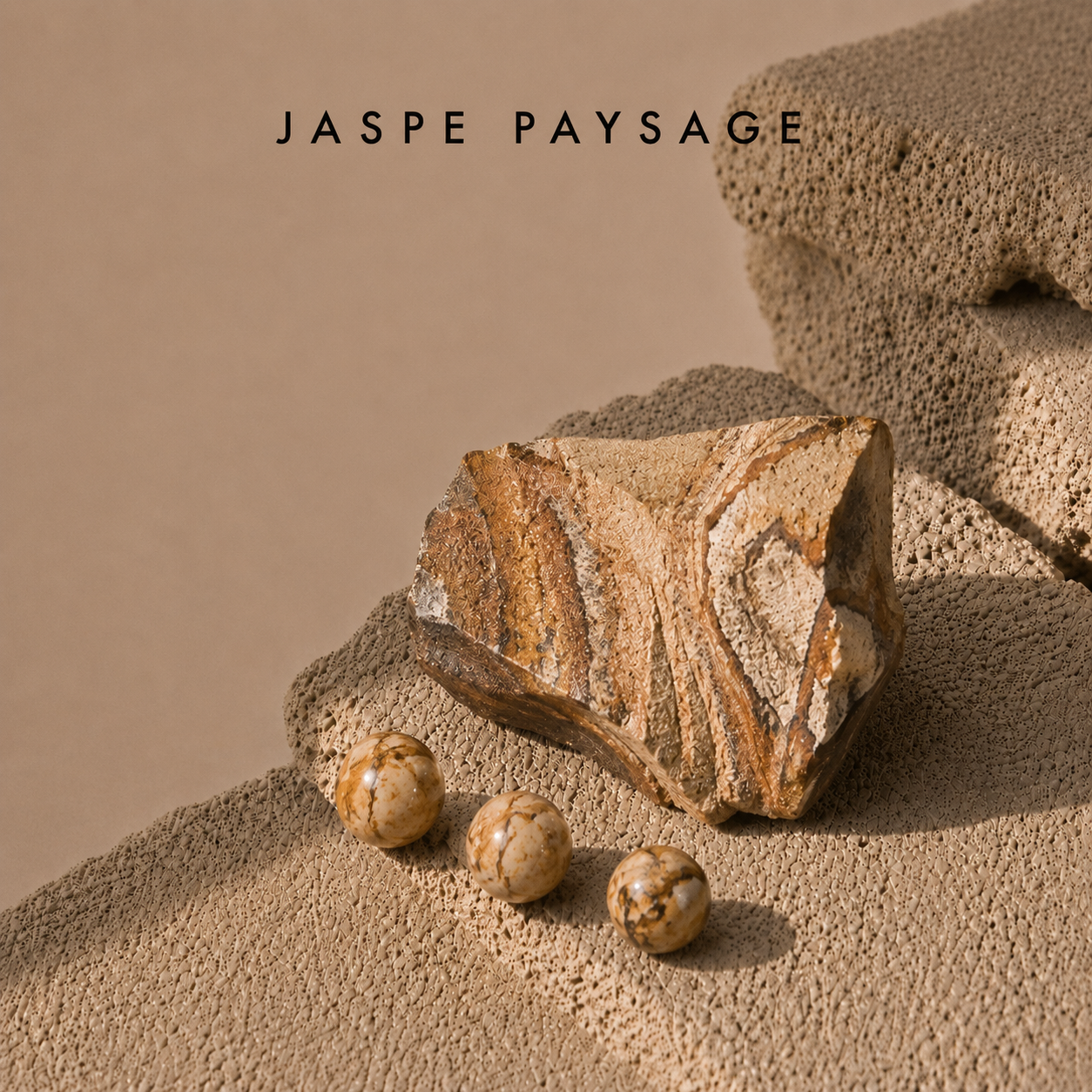 Pierre naturelle Jaspe paysage beige pour bracelet homme
