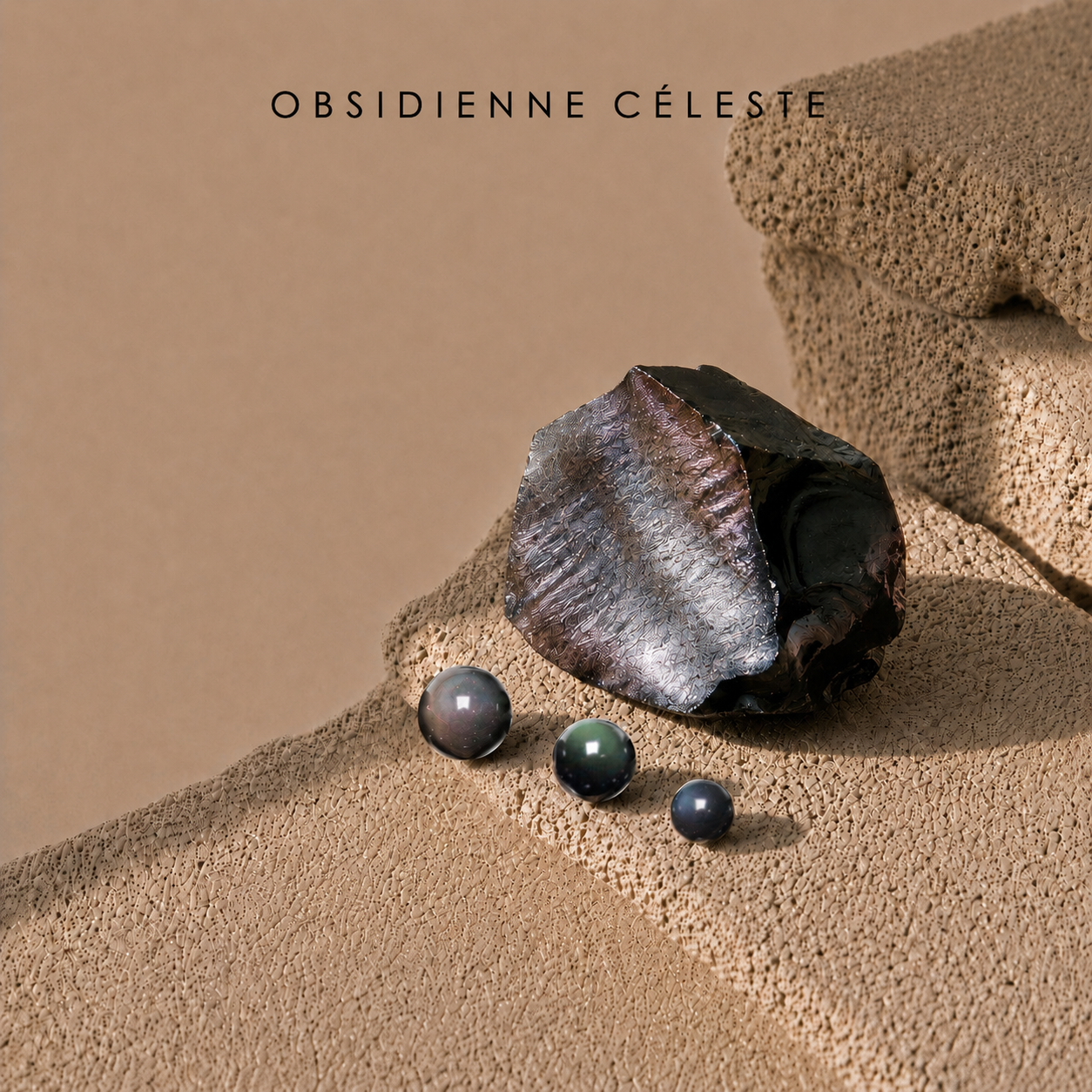 Pierre naturelle Obsidienne céleste aux reflets irisés