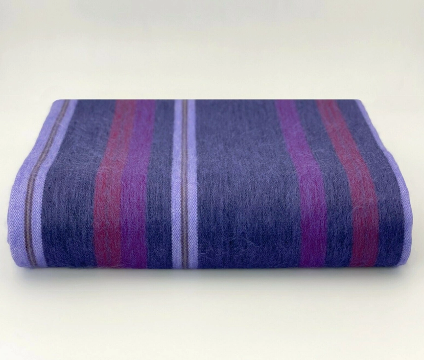 Couvre lit en laine dalpaga motif rayé bleu violet 184096436441