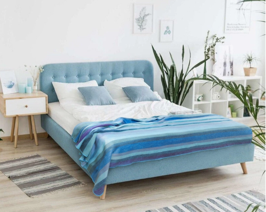 Couverture baby alpaga couleurs ocean motif rayé