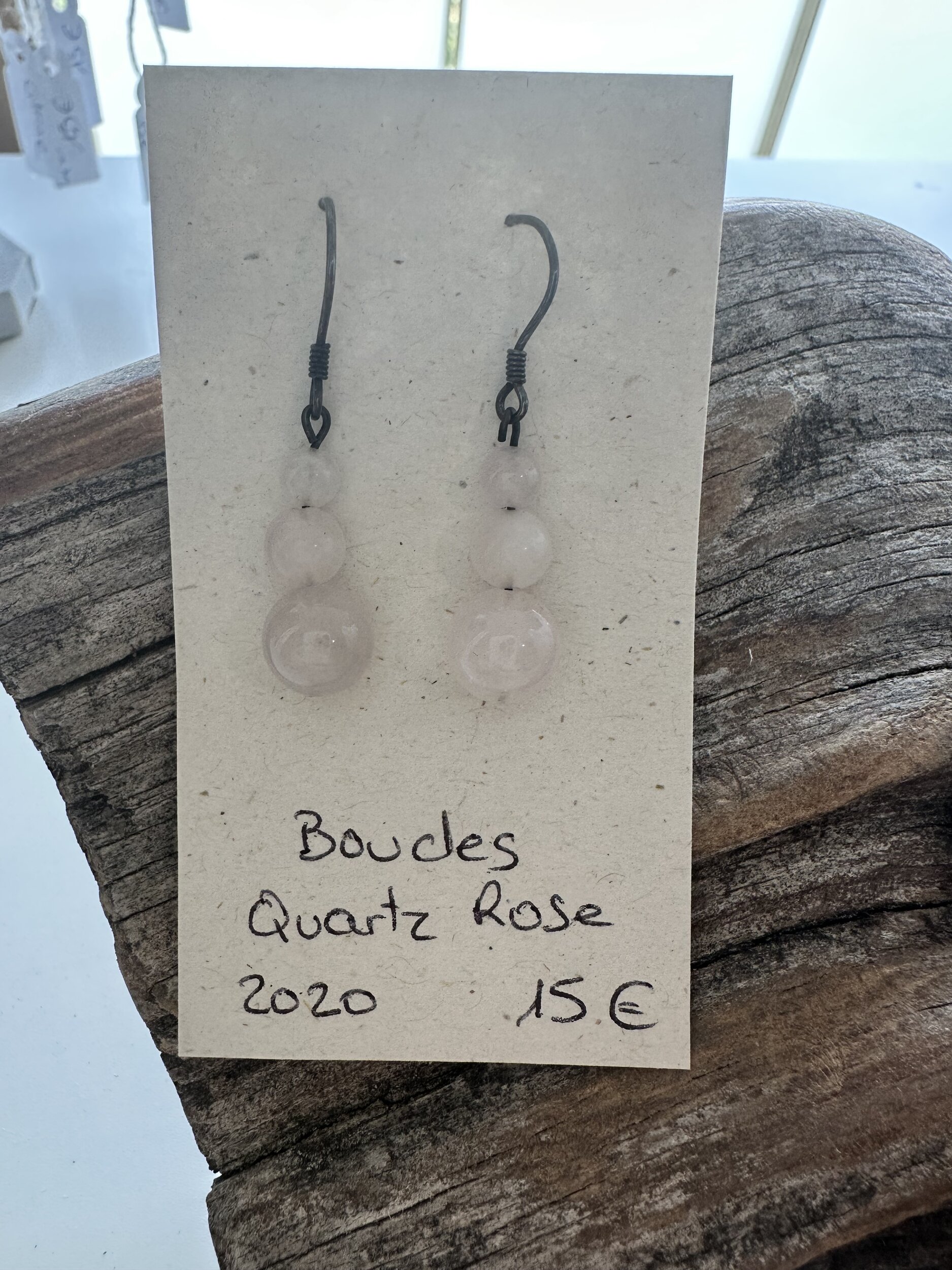 Quartz rose boucles d'oreilles