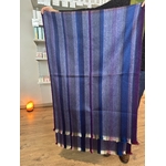 écharpe violet bleu rayé déplié alpaga